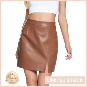Faux Leather Pencil Skirt High Waist Stretch Bodycon Vegan Mini Elegant
